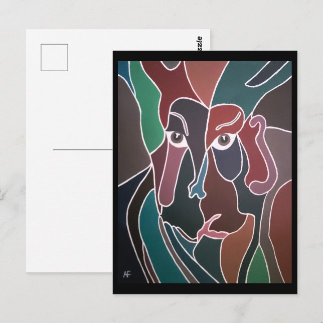 Porträtt av Man Painting av Alfred Fox Vykort (Fram/baksida)