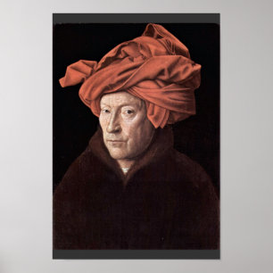 Porträtt av manen med turbanen, vid Eyck Jan Poster