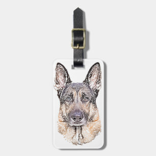 Porträtt av Man's Best Friend German Shepherd Hund Bagagebricka