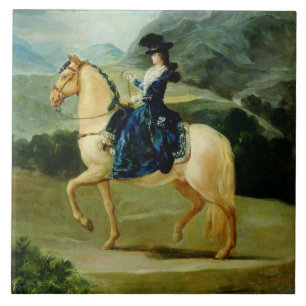 Porträtt av Maria Teresa de Vallabriga på horseb Kakelplatta