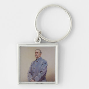Porträtt av marskalken Ferdinand Foch 1920 Fyrkantig Silverfärgad Nyckelring