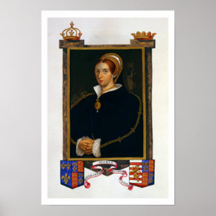Porträtt av Mary Tudor, från 'memoarer av Poster