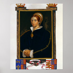 Porträtt av Mary Tudor, från 'memoarer av Poster