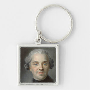 Porträtt av Maurice, Comte de Saxe 1747 Fyrkantig Silverfärgad Nyckelring