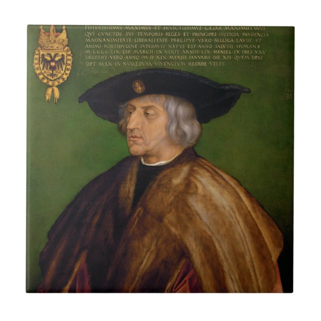 Porträtt av Maximilian mig av Albrecht Durer Kakelplatta (Framsidan)