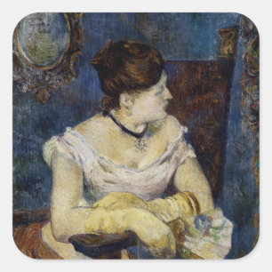 Porträtt av Mette Gauguin, konstnärens fru Fyrkantigt Klistermärke