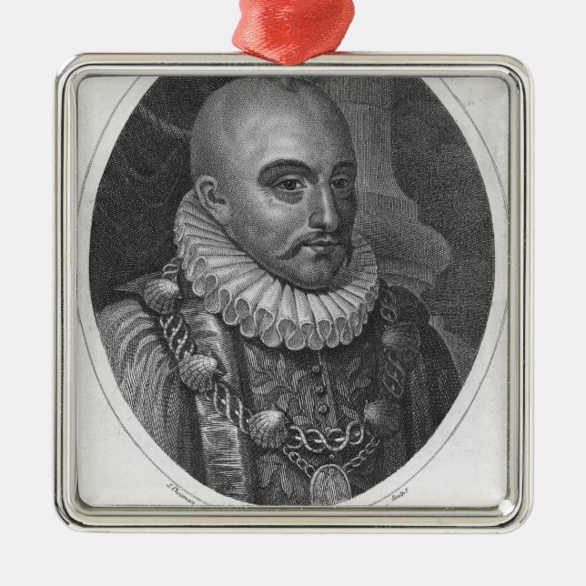 Porträtt av Michel de Montaigne Julgransprydnad Metall (Framsidan)