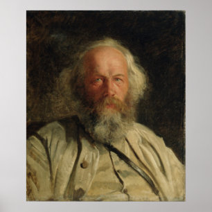 Porträtt av Mikhail Alexandrovich Bakunin 1871 Poster
