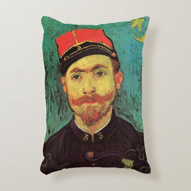 Porträtt av Milliet, älskaren av Vincent van Gogh Prydnadskudde (Framsidan(Vertikal))