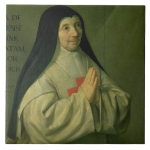 Porträtt av modern Catherine-Agnes Arnauld (1593- Kakelplatta