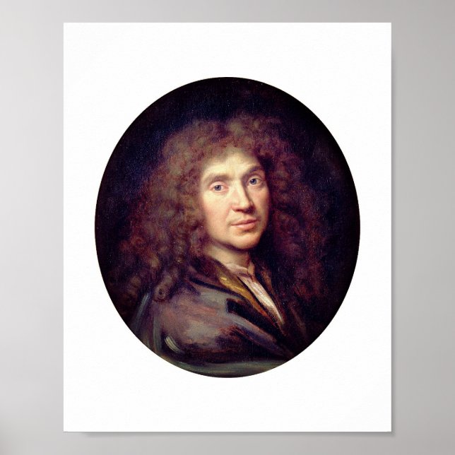 Porträtt av Molière av Pierre Mignard (cirka 1658) Poster (Framsidan)