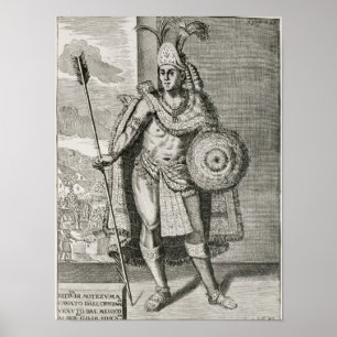 Porträtt av Montezuma II Poster