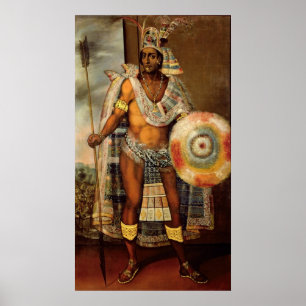 Porträtt av Montezuma II Poster