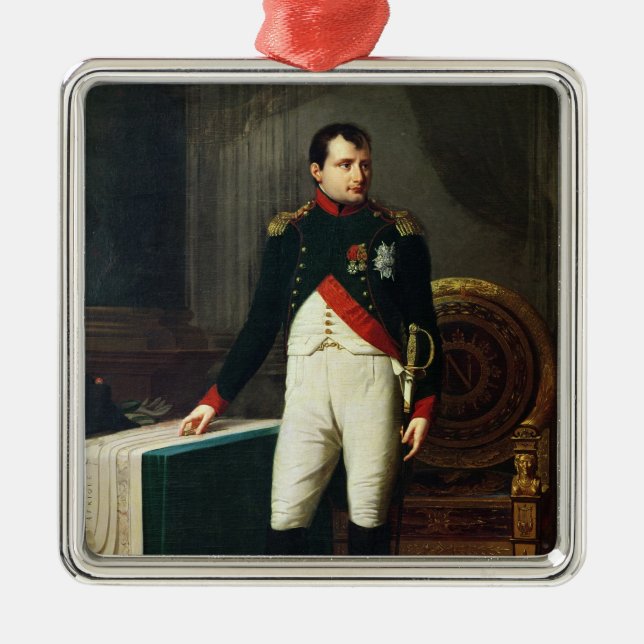 Porträtt av Napoleon Bonaparte 1809 Julgransprydnad Metall (Framsidan)