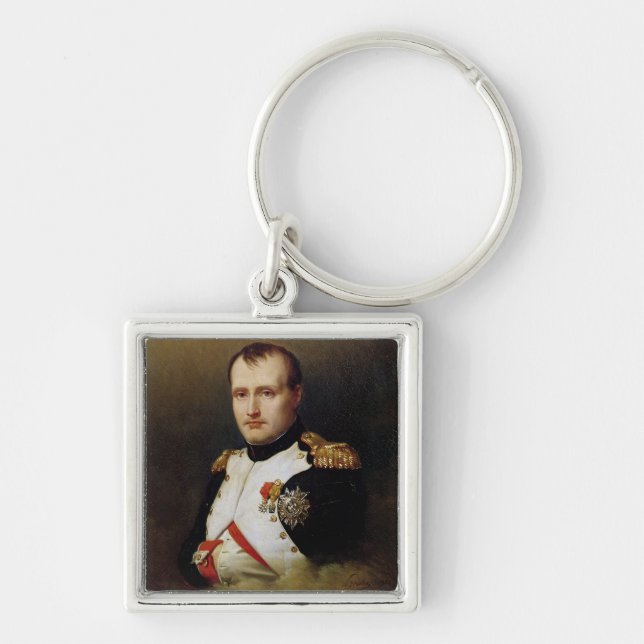 Porträtt av Napoleon mig 1812 Fyrkantig Silverfärgad Nyckelring (Framsidan)