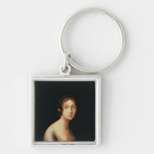 Porträtt av Natalia Goncharova, 1820s Fyrkantig Silverfärgad Nyckelring
