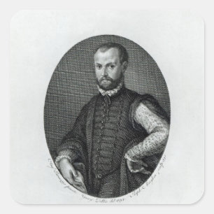 Porträtt av Niccolo Machiavelli Fyrkantigt Klistermärke