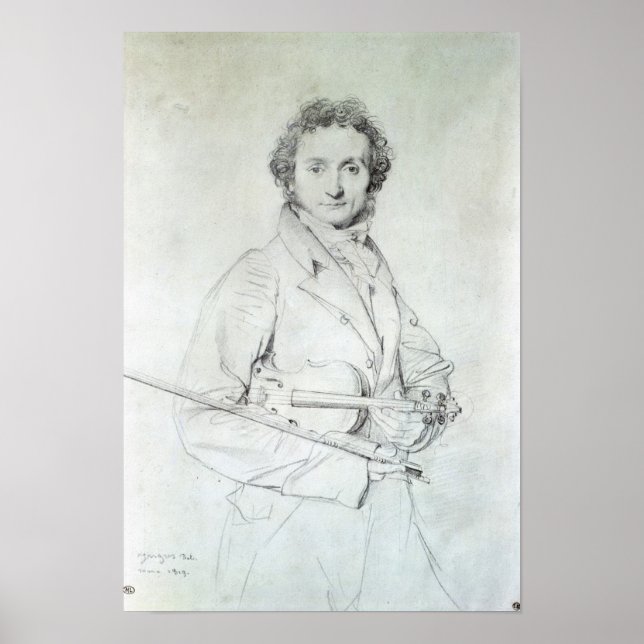 Porträtt av Niccolo Paganini 1819 Poster (Framsidan)