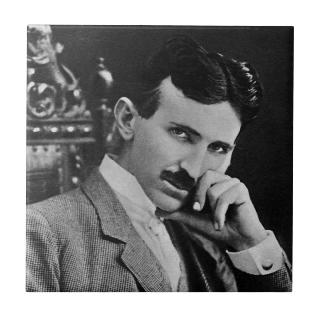 Porträtt av Nikola Tesla Kakelplatta (Framsidan)