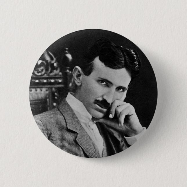 Porträtt av Nikola Tesla Knapp (Framsida)