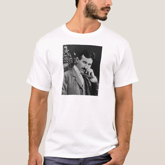 Porträtt av Nikola Tesla Tee Shirt (Framsida)
