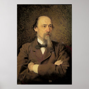 Porträtt av Nikolay Alekseyevich Nekrasov, 1877 Poster