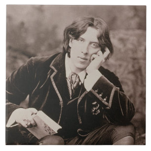 Porträtt av Oscar Wilde (1854-1900), 1882 Kakelplatta