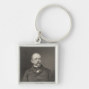 Porträtt av Otto von Bismarck Fyrkantig Silverfärgad Nyckelring