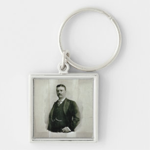 Porträtt av översten Theodore Roosevelt (lithoen Fyrkantig Silverfärgad Nyckelring