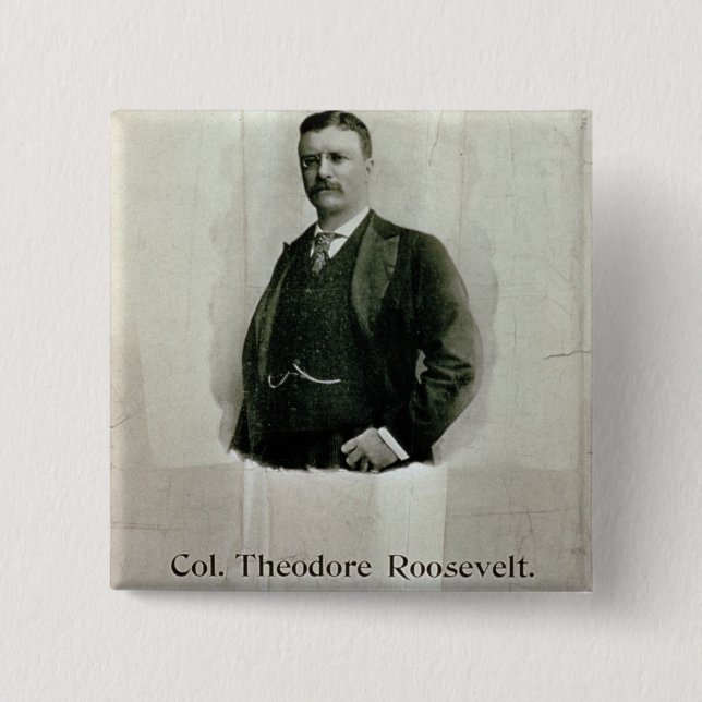Porträtt av översten Theodore Roosevelt (lithoen) Knapp (Framsida)