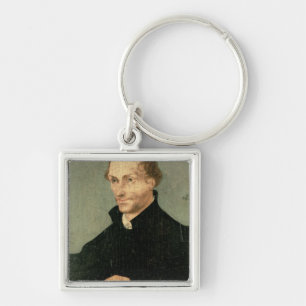 Porträtt av Philipp Melanchthon, 1532 Fyrkantig Silverfärgad Nyckelring