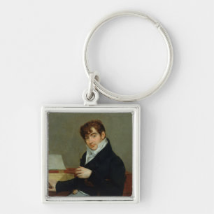Porträtt av Pierre Zimmermann 1808 Fyrkantig Silverfärgad Nyckelring
