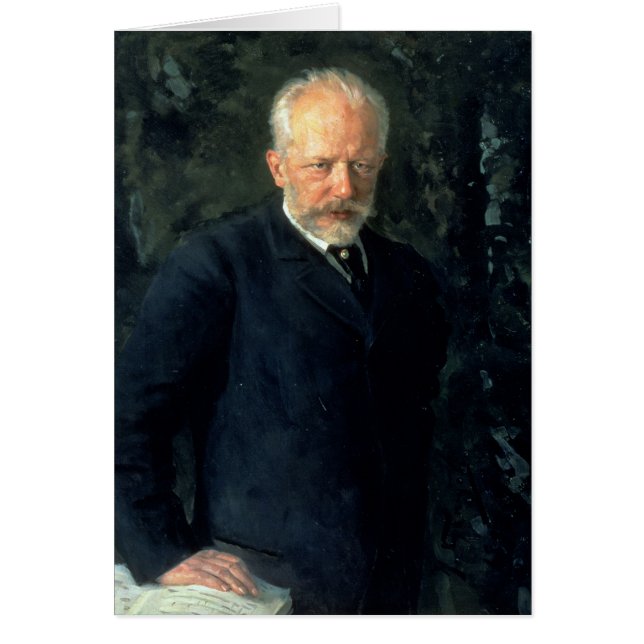 Porträtt av Piotr Ilyich Tchaikovsky Hälsningskort (Framsidan)