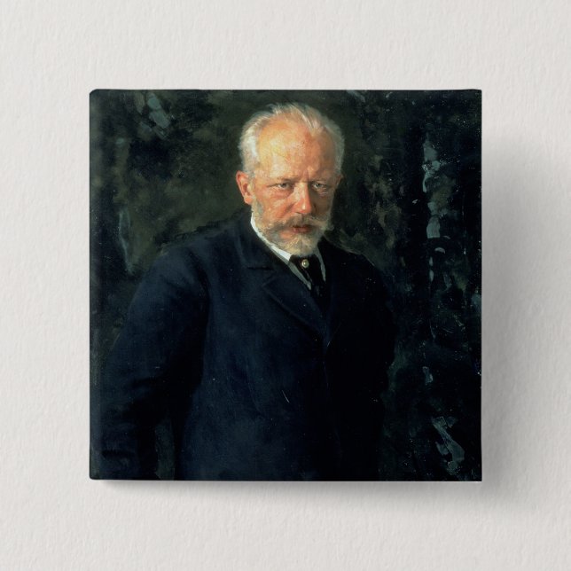 Porträtt av Piotr Ilyich Tchaikovsky Knapp (Framsida)