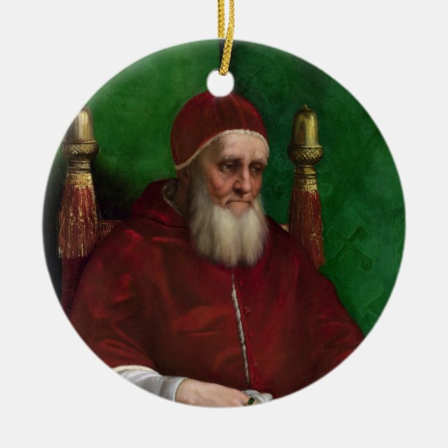 Porträtt av Pope Julius II vid Raphael-prydnaden Julgransprydnad Keramik (Framsidan)