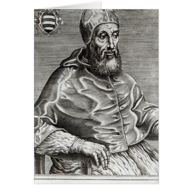 Porträtt av Pope Pius dropp, 1555 Hälsningskort (Framsidan)