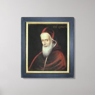 Porträtt av Pope Pius V (1504-72) (olja på kanfa Canvastryck