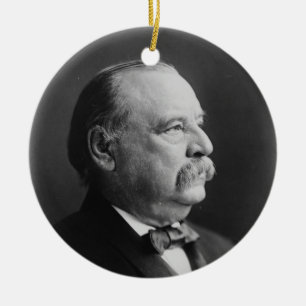 Porträtt av presidenten Stephen Grover Cleveland Julgransprydnad Keramik