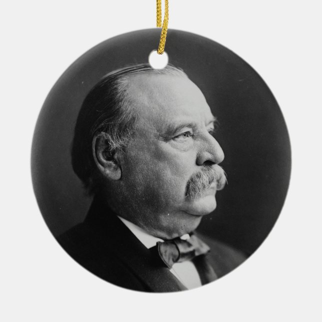Porträtt av presidenten Stephen Grover Cleveland Julgransprydnad Keramik (Framsidan)