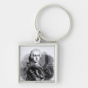 Porträtt av Prince Charles Edward Stuart Fyrkantig Silverfärgad Nyckelring