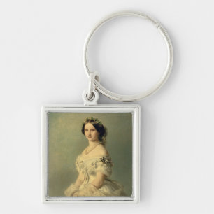 Porträtt av princessen av Baden, 1856 Fyrkantig Silverfärgad Nyckelring