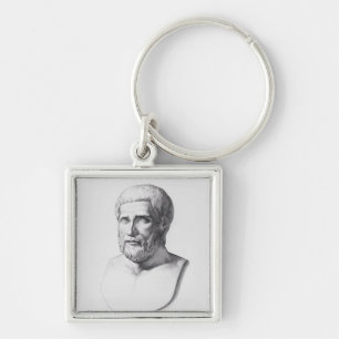 Porträtt av Pythagoras Fyrkantig Silverfärgad Nyckelring