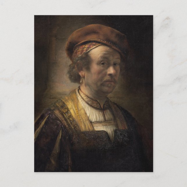 Porträtt av Rembrandt, 1650 (olja på arbetsyta) Vykort (Framsida)