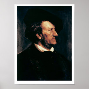 Porträtt av Richard Wagner (1813-83) (olja på Poster