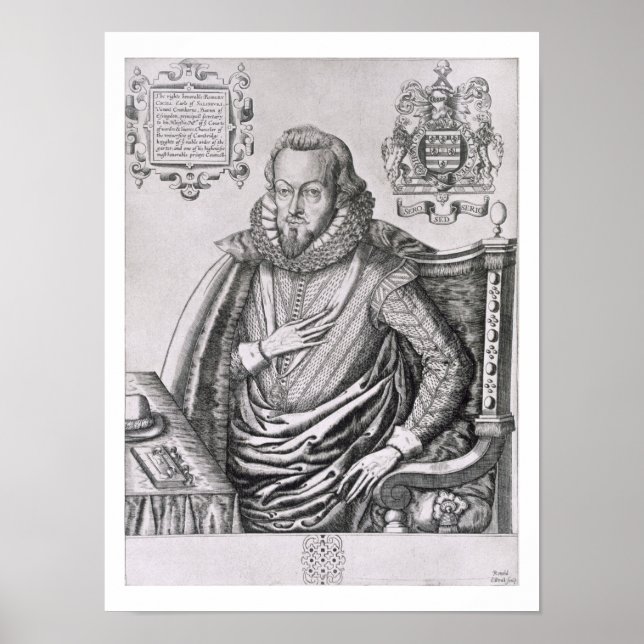 Porträtt av Robert Cecil (1563-1612) 1st Earl of S Poster (Framsidan)
