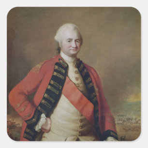 Porträtt av Robert Clive 1:a Baron Clive 1773 Fyrkantigt Klistermärke