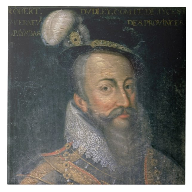 Porträtt av Robert Dudley (1532-88) Earl av Leices Kakelplatta (Framsidan)