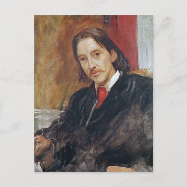 Porträtt av Robert Louis Stevenson 1886 Vykort (Framsida)