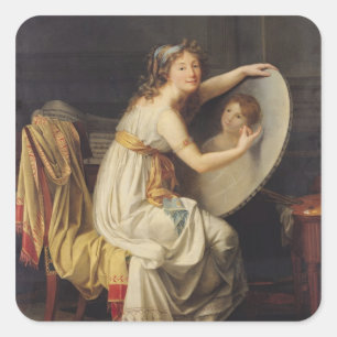 Porträtt av rosa Adelaide Ducreux Fyrkantigt Klistermärke