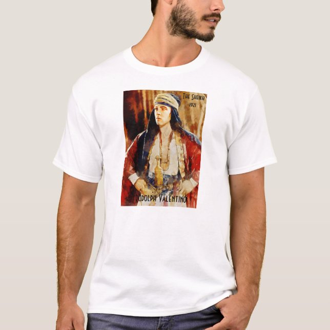 Porträtt av Rudolph Valentino som sheikhen T Shirt (Framsida)